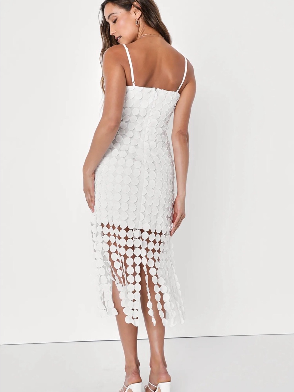 Lulu's White Circle Fringe Midi Dress - Picture 2 of 2